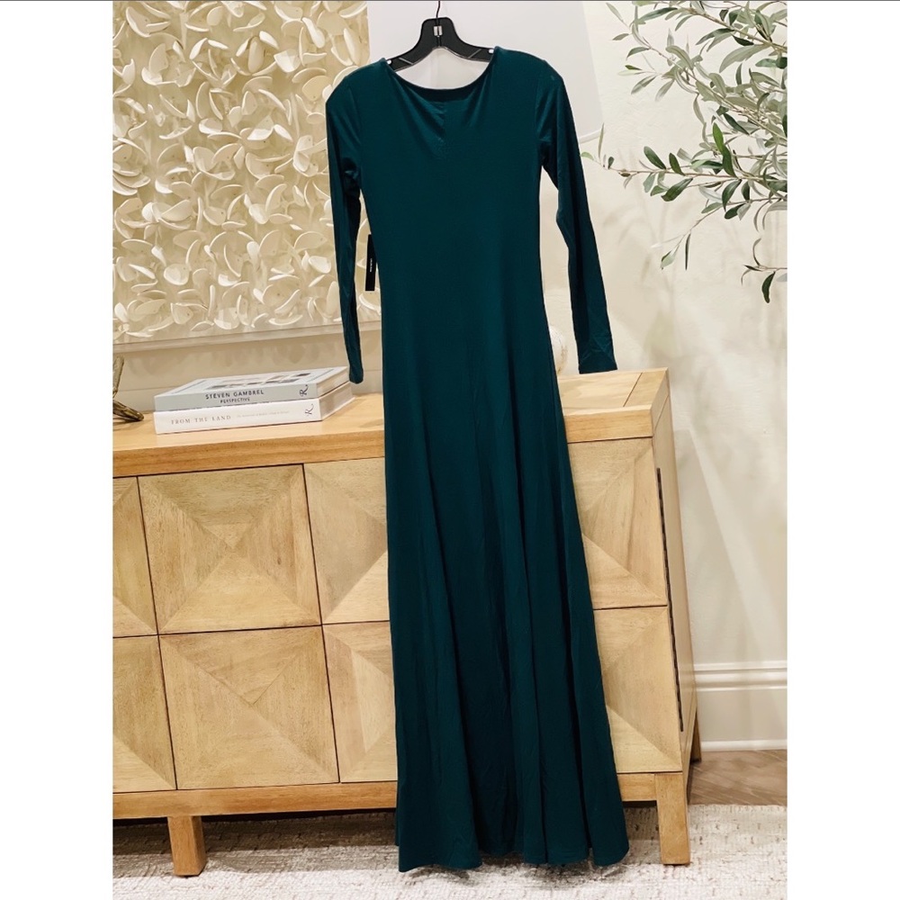 Lulus Forest Green Long Sleeve Maxi Dress. Size: X-Small. - Picture 4 of 5